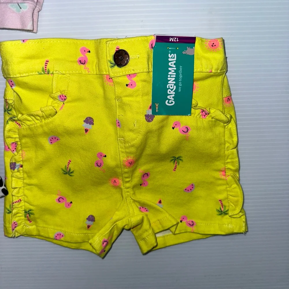 Lot of 9 baby girl bottoms bundle shorts pant bloomer size 12 months
